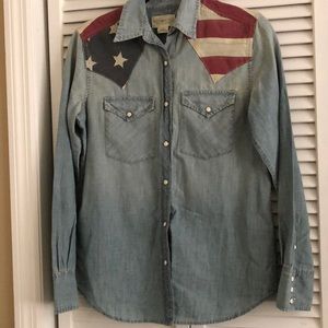 Denim snap button shirt